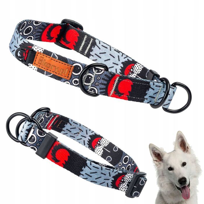 solidna obroża półzaciskowa dla dobermana rottweilera 42-62 cm szara