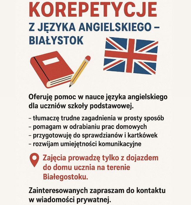 Korepetycje Białystok- język angielski, szkoła podstawowa