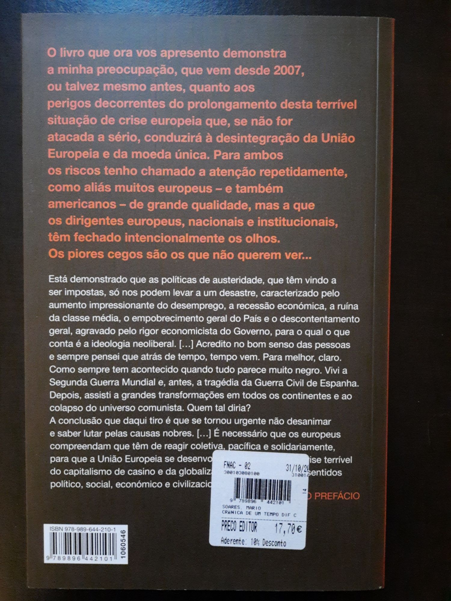 "Crónica de um Tempo Difícil" de Mário Soares