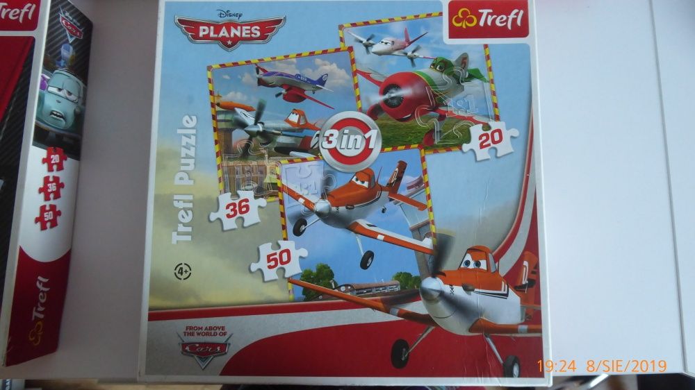 Zestaw 4 pudełka: puzzle Trefl CARS, Planes-samoloty