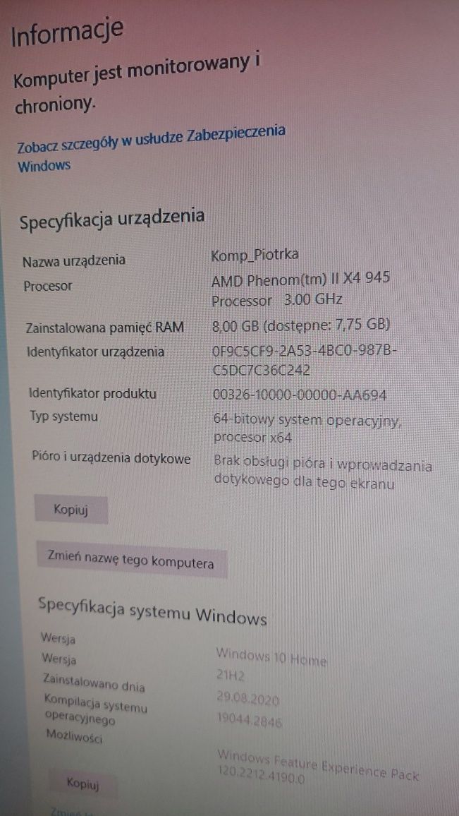 Komputer Phenom II X4 3GHz, 8GB, SSD 256Gb