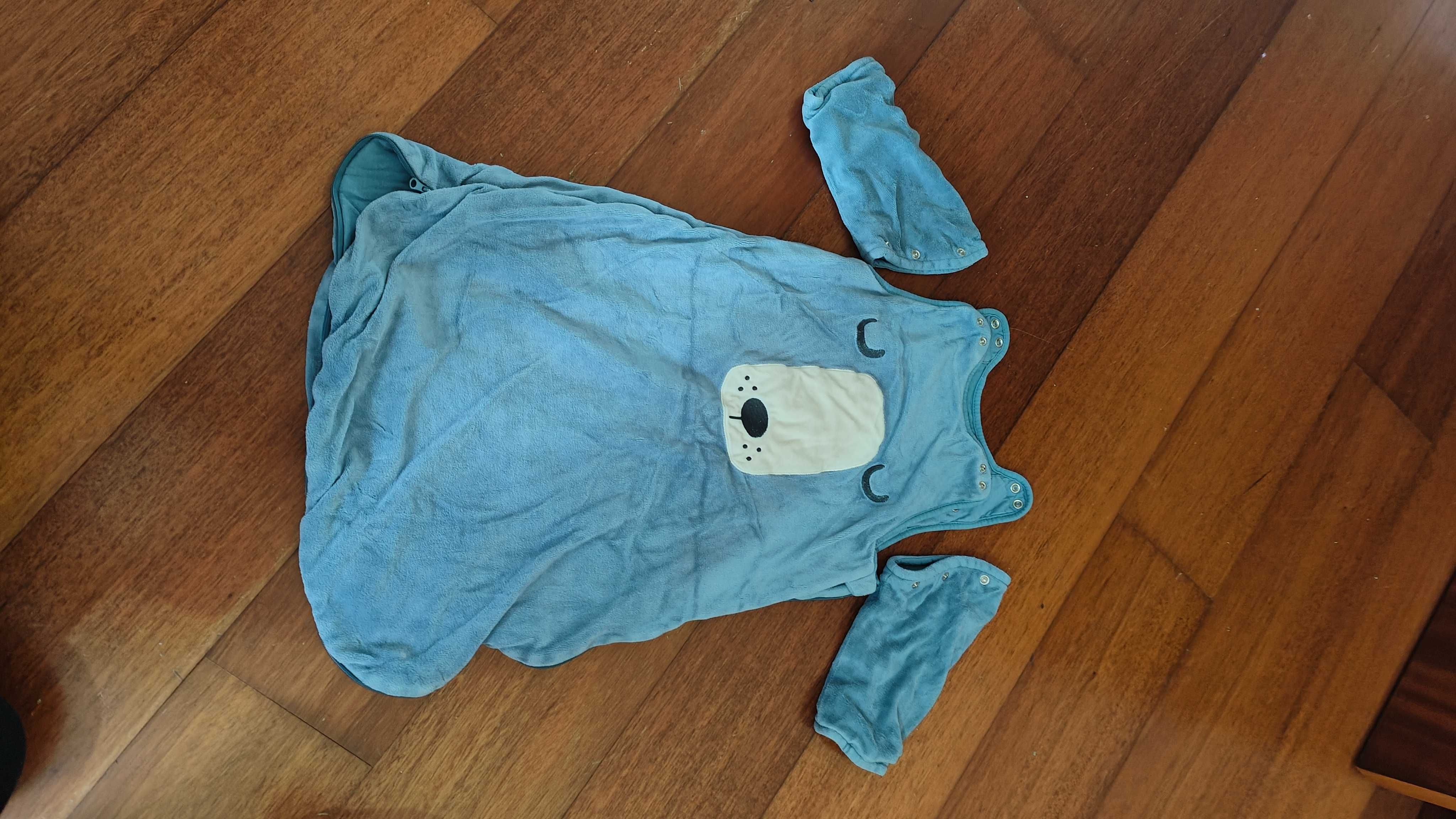 2 Sacos cama - azul e branco - com braços tamanho 6m