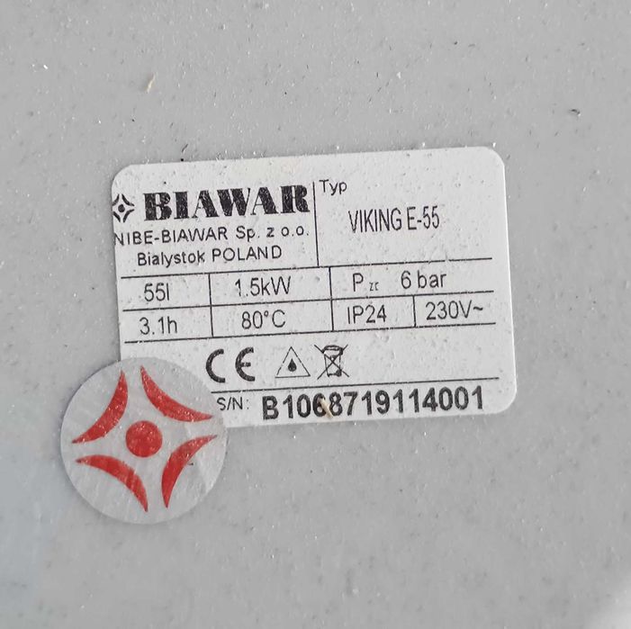 Bojler Biawar Viking 55-E, 55 litrów