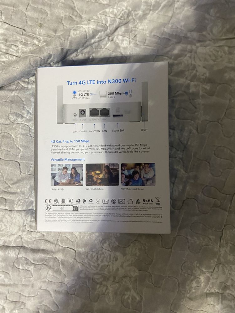 Маршрутизатор Cudy LT300 N300 Wi-Fi 4G LTE Cat4 Mini Router до300 Mbps