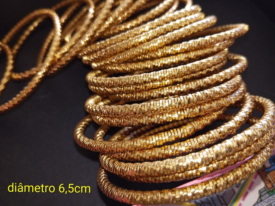 Pack 24 pulseiras douradas