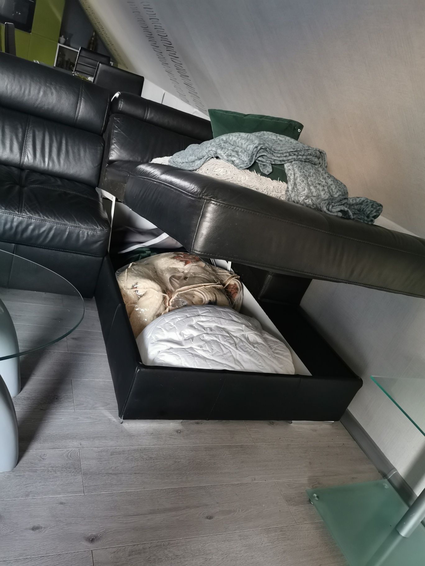 Narożnik skórzany Bydgoskie meble Czarny Ideał