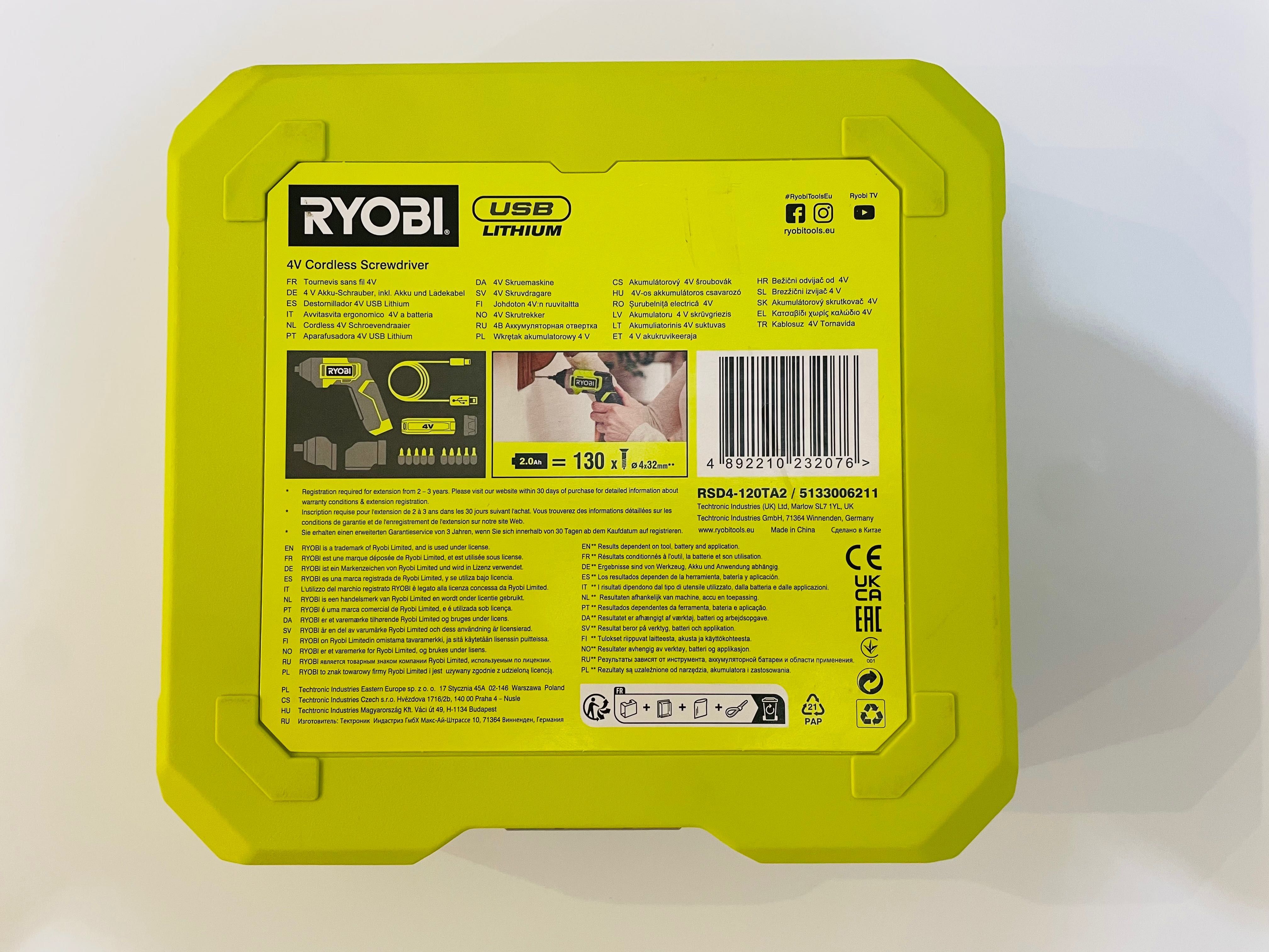 Nowy Zestaw Mini Wkrętarka Ryobi 4V USB RSD4-120TA2