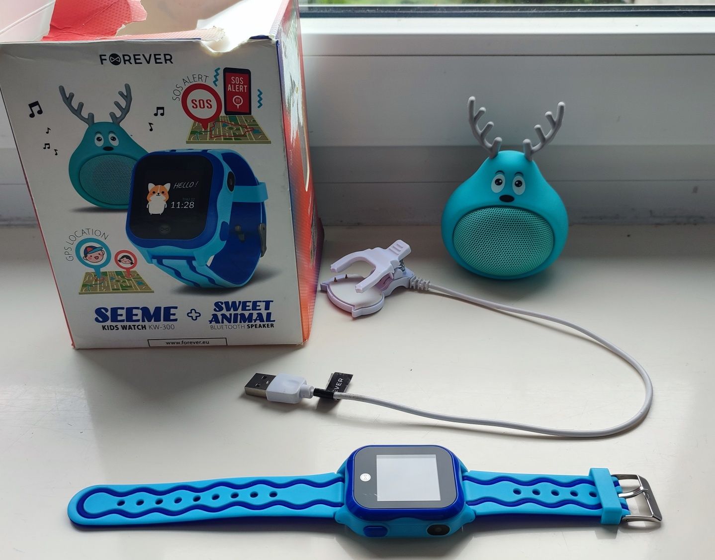 Smartwatch z GPS Forever Kids Watch KW-300 + głośnik bluetooth ABS-100