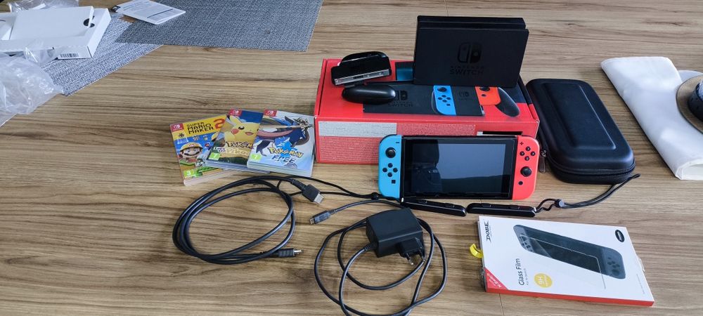 Nintendo switch+gry+pakiet ochronny