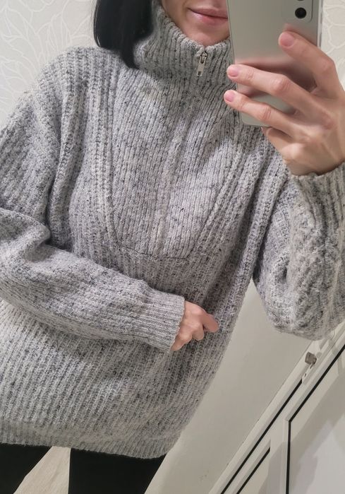 Теплий сірий оверсайз светр