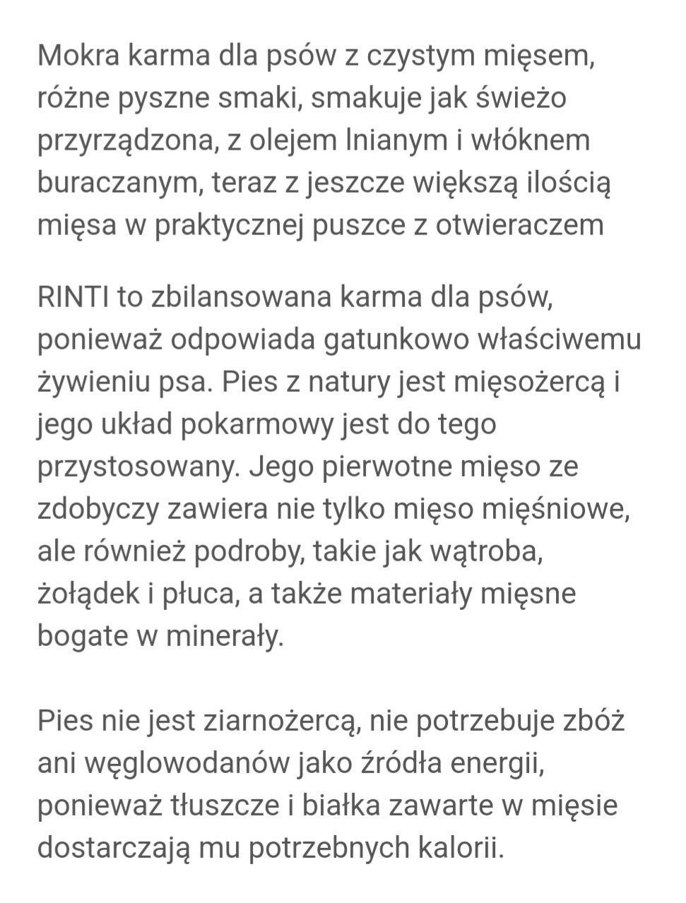 24x400g Rinti Kennerfleisch Ryba Morska 
Wysokiej jakości lekkostrawna