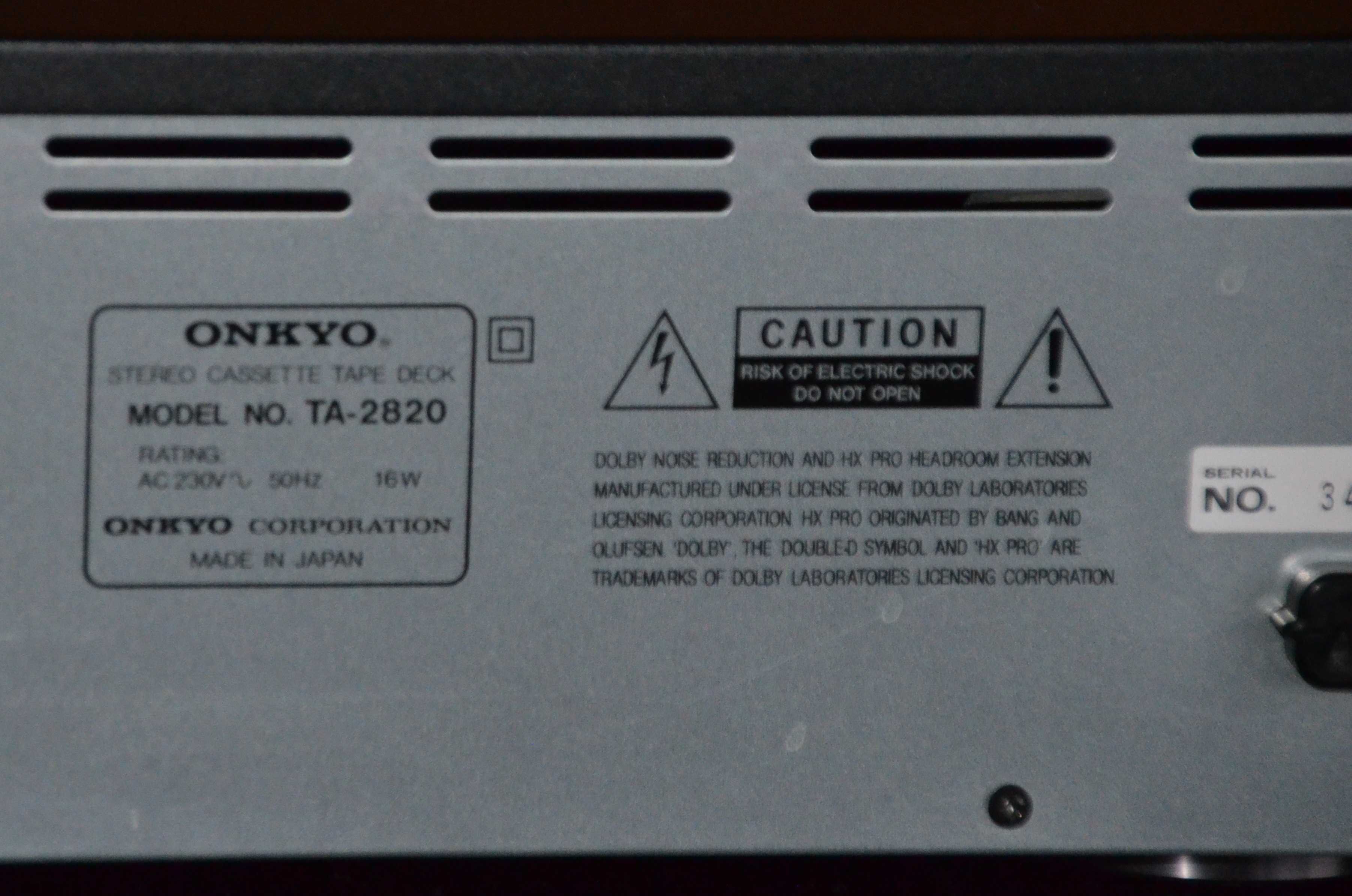 Onkyo TA-2820 Magnetofon kasetowy stan wzorowy