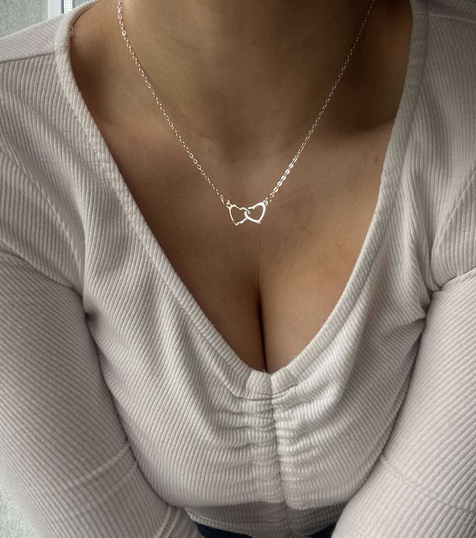 srebrny naszyjnik wisiorek łańcuszek serce choker stal celebrytka