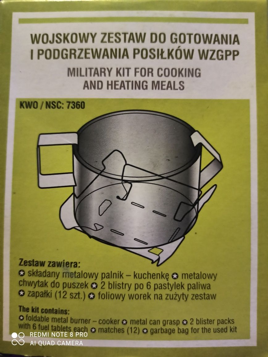 Wojskowy zestaw do gotowania i podgrzewania posiłków WZGPP