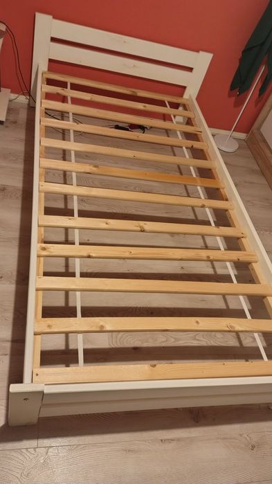 łóżko drewniane sosnowe białe 100x200 cm