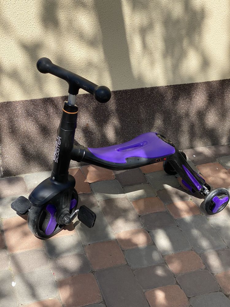 Самокат 3в1 Best Scooter, самокат-велобіг-велосипед, світло, 8 мелодій