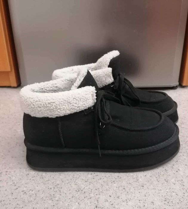 Botki Jenny Fairy Czarne z futerkiem Śniegowce Zimowe