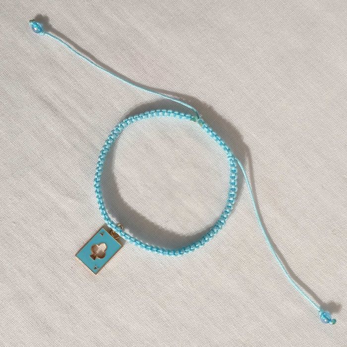 B501 Bransoletka Karta do gry AS makrama pleciona Handmade Rękodzieło