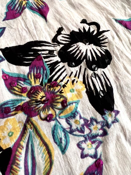 Bluzka E-vie - cekiny, dekolt na szydełku - rozm. 38/40 - 100% bawełna