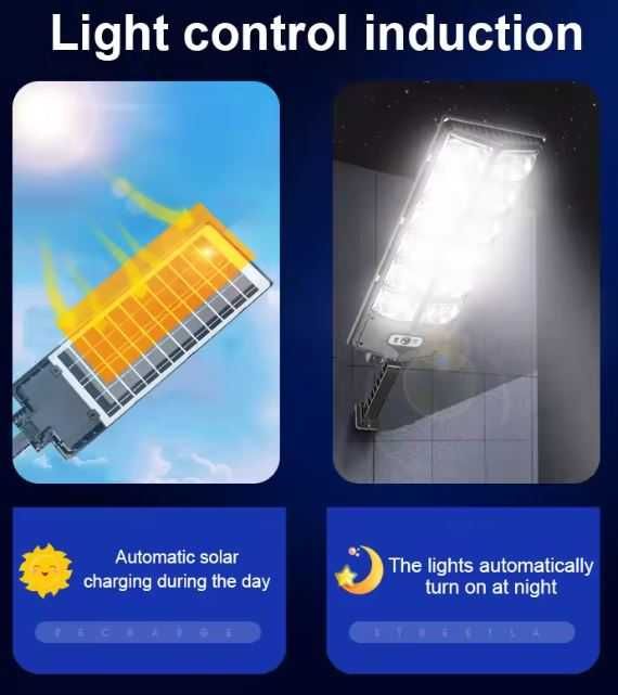 Lampa solarna Zewnętrzna z Czujnikiem Ruchu Uliczna Latarnia Ogrodowa