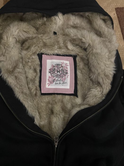 кофта benetton черная с мехом