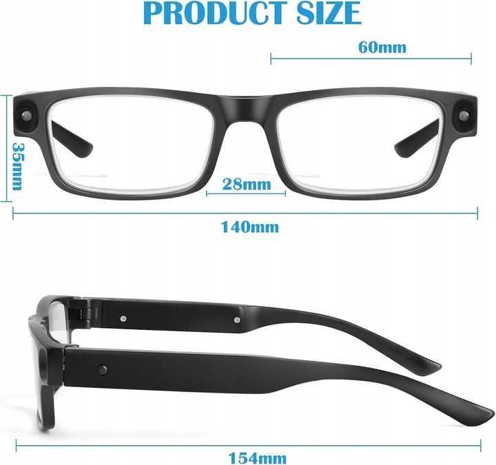 NZQXJXZ 200% podświetlane okulary powiększające LED ładowane przez USB