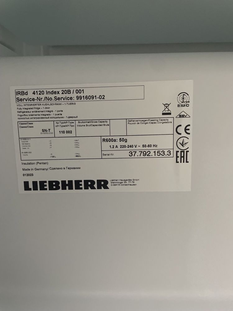 ТОП НОВИЙ!!!Вбудований холодильник Liebherr IRBd 4120 2023 року