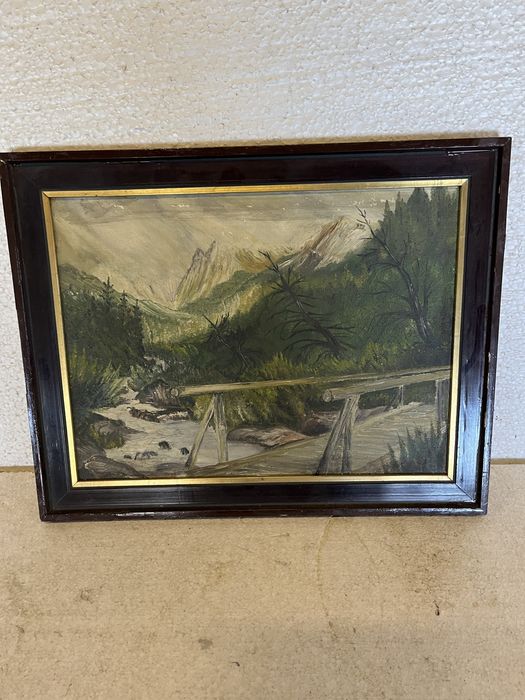 Stary obraz olejny w drewnianej ramie