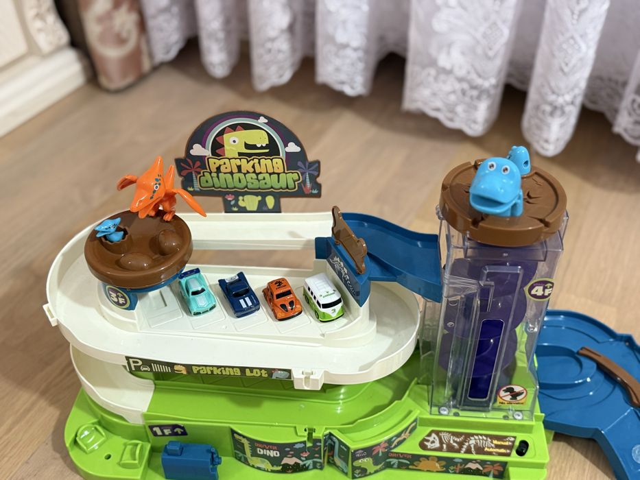 Дитячий Гараж Паркінг для машинок 3 рівні з ліфтом Parking Dinosaur