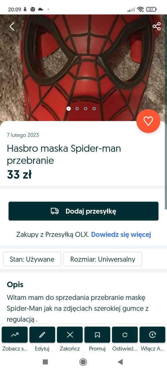 Hasbro maska Spider men przebranie