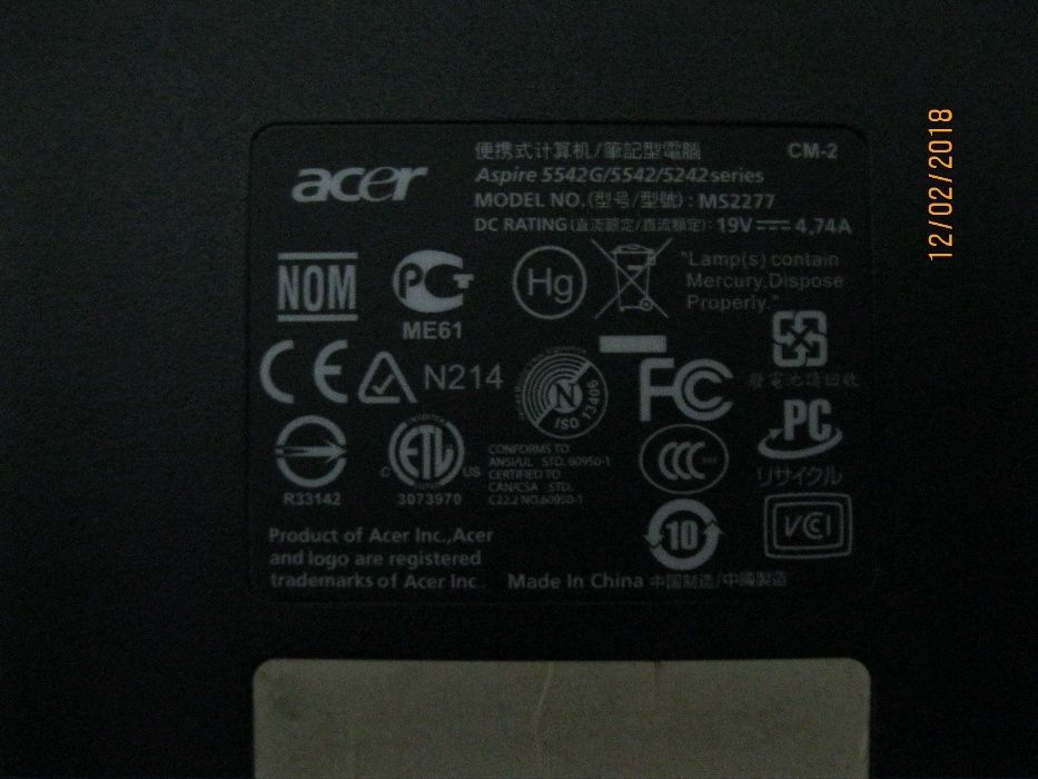 Разборка ноутбука Acer Aspire 5542