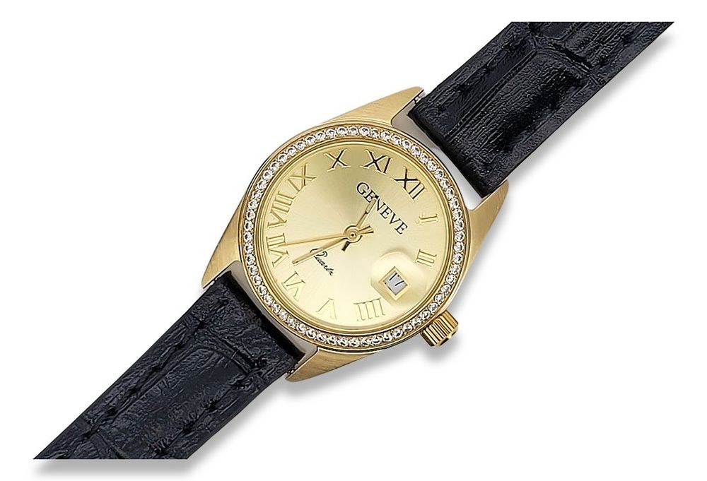Złoty 14K zegarek damski z diamentam Włoski Geneve lwd078ydg Gdańsk