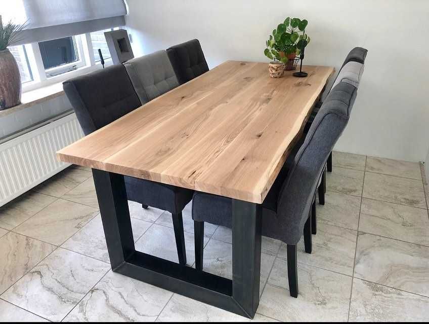 Stół z litego drewna dębowego 80x160 cm + metalowe nogi