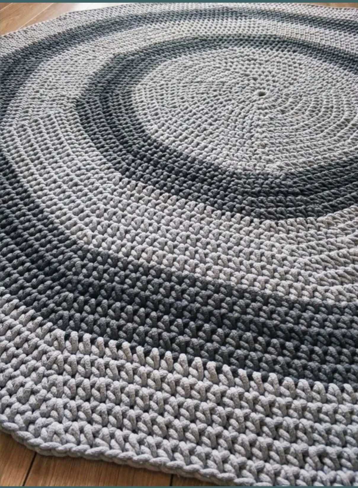 Dywan dziergany /sznurek bawełniany/szary /ok 145cm