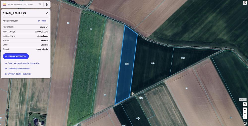 Sprzedam działkę rolna, pole uprawne 1,34ha