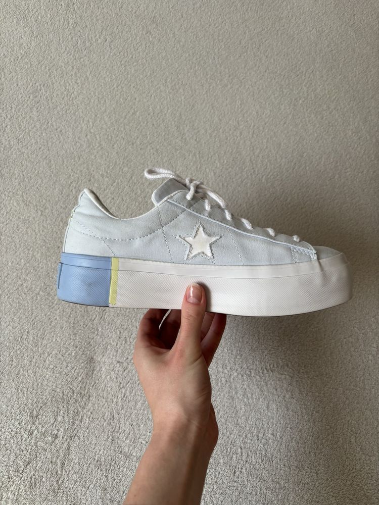 Turkusowe tenisowki na platformie Converse r.39