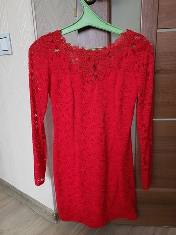 Сукня мережевна (насичено червоного кольору)