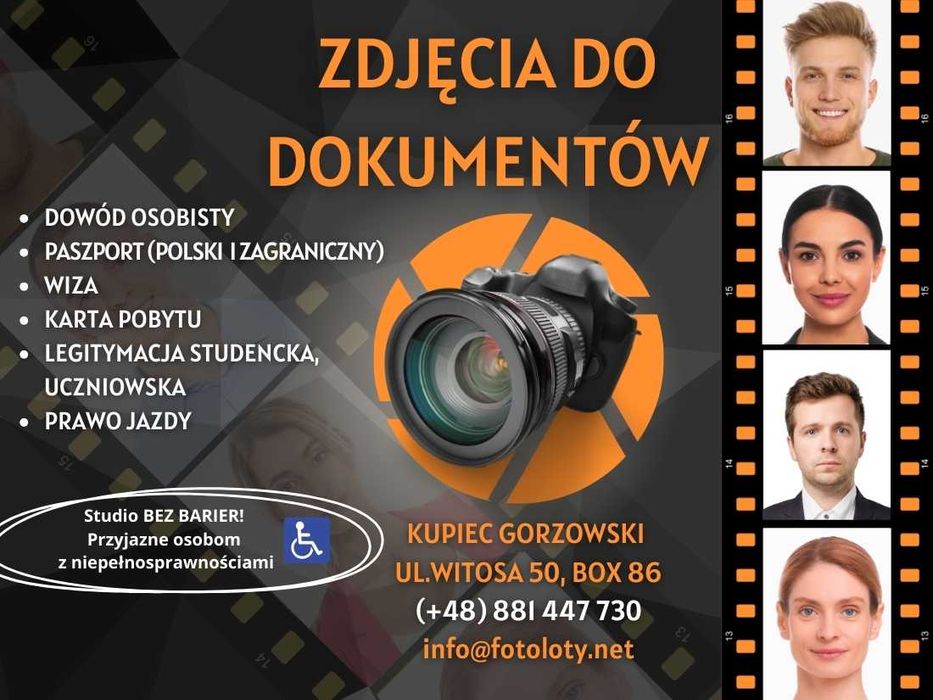 Zdjęcia do dokumentów, legitymacji w 5 minut, Kupiec Gorzowski