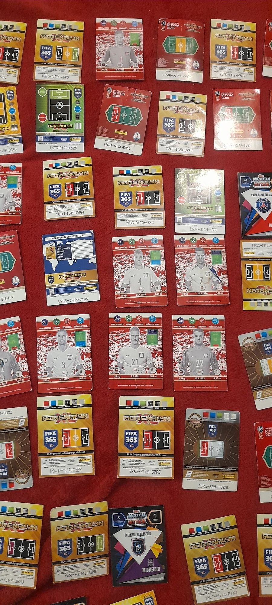 Karty piłkarskie 53 sztuki  piłka nożna