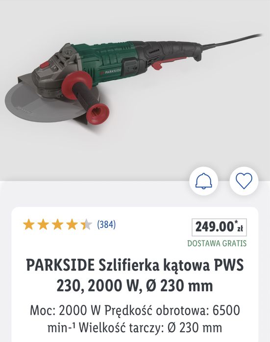 PARKSIDE® Szlifierka kątowa PWS 230, 2000 W