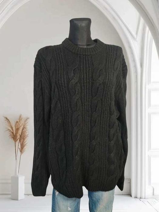 Sweter męski FSBN regular fit,M,czarny sweter pleciony