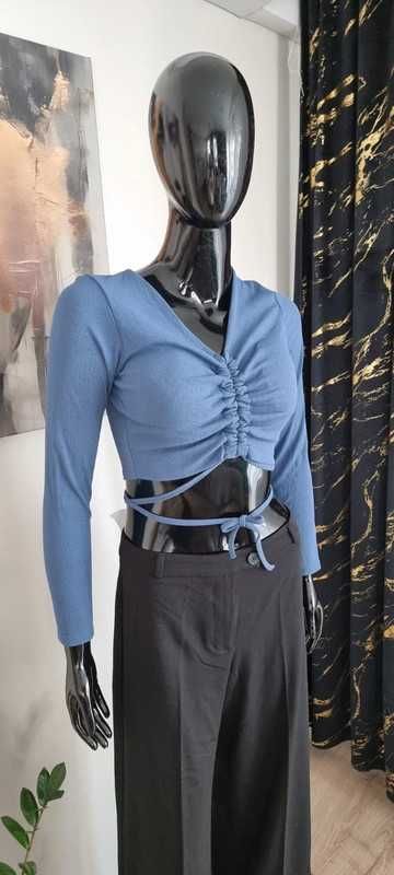 Crop top prążek marszczenie wiązanie New Collection r.Uniwersalny