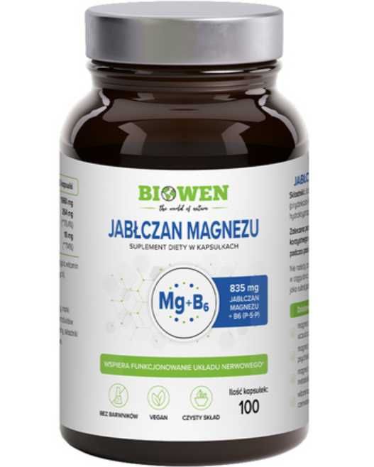 Biowen Jabłczan Magnezu + B6 - 100 kaps.