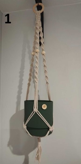 Makrama Wieszak na kwiaty z doniczką - Rękodzieło