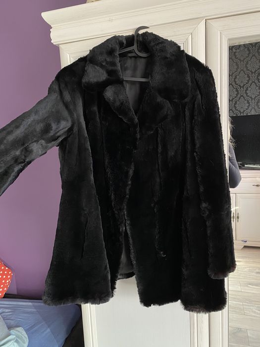 Naturalne futro z królika M L vintage retro zima