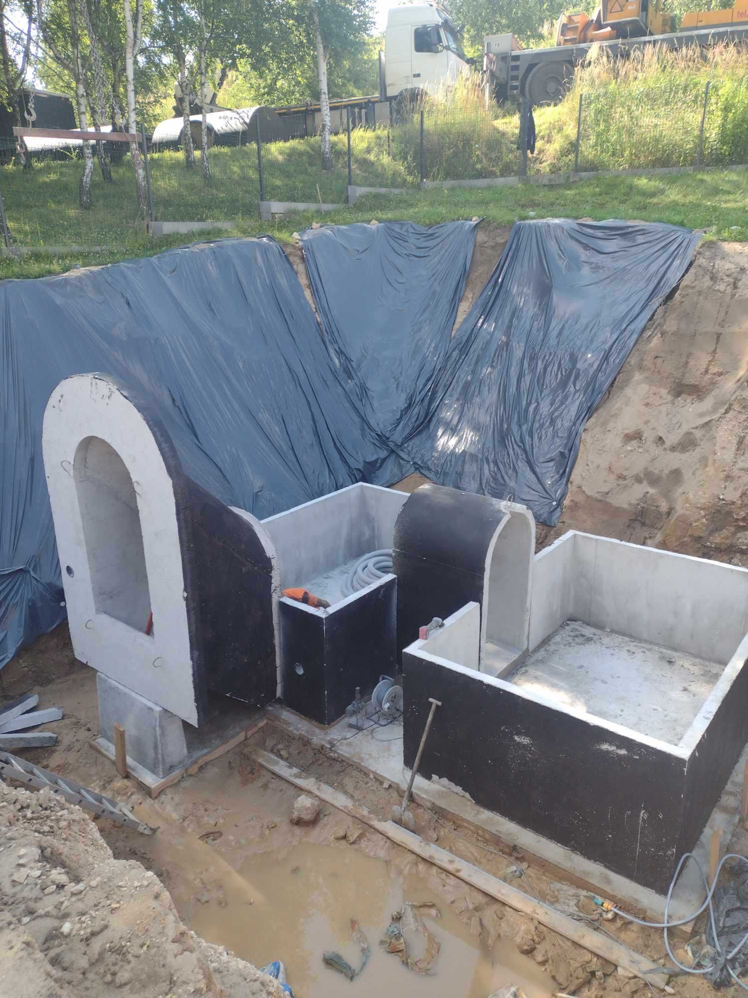 Piwnica betonowa 2x 350 ziemianka ogrodowa B30W8 drzwi schody wentylac