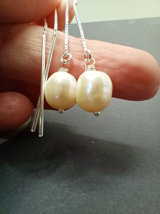 Srebrne kolczyki z naturalnymi perłami barokowymi