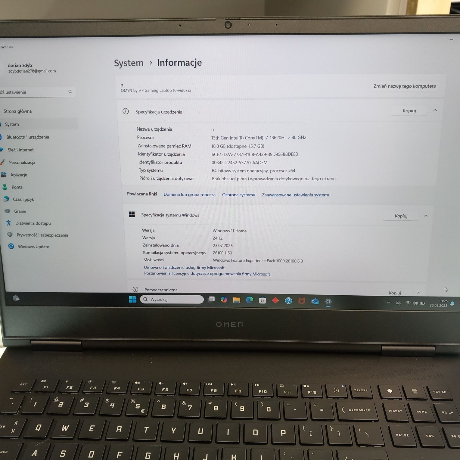 Laptop HP Omen 16-wd0220nw