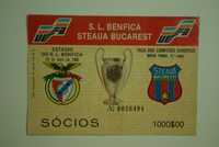 Bilhete S.L. Benfica - Steaua Bucarest. 1988