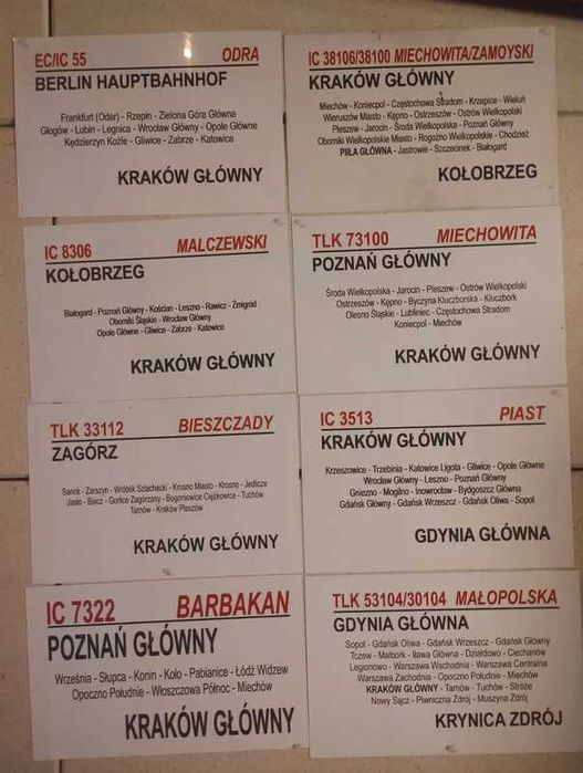 8 sztuk PKP tablice relacyjne plastikowe dwustronne oryginalne